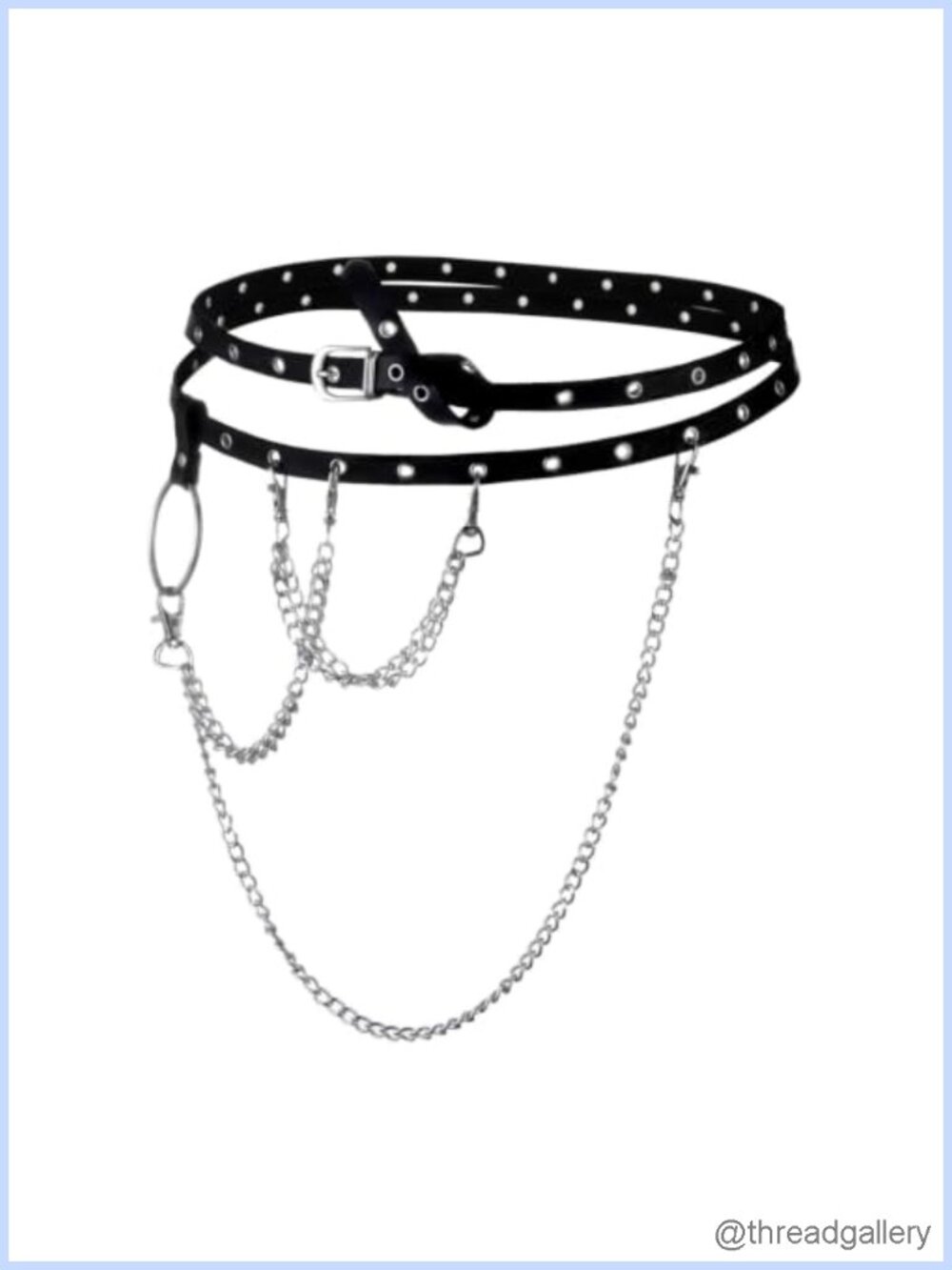 Punk Goth Wrap-around PU Leather Belt Medieval Vintage Chain Belts Retro Skinny